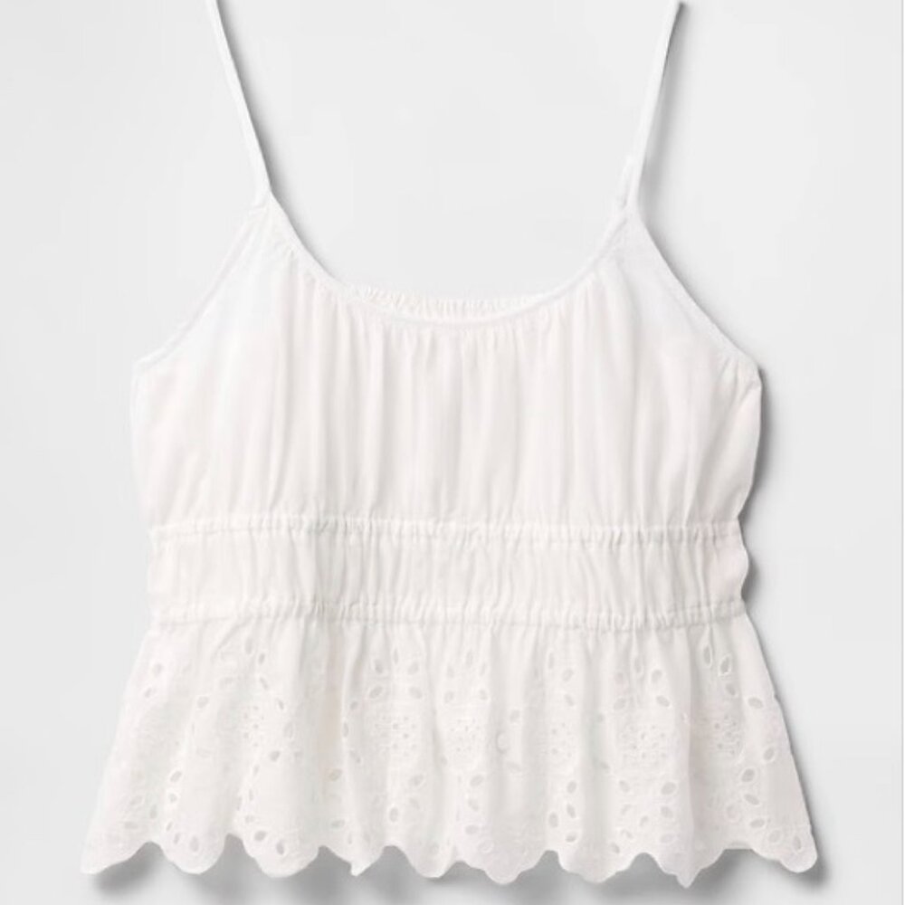 Gap Eyelet White Smocked Crop Cami